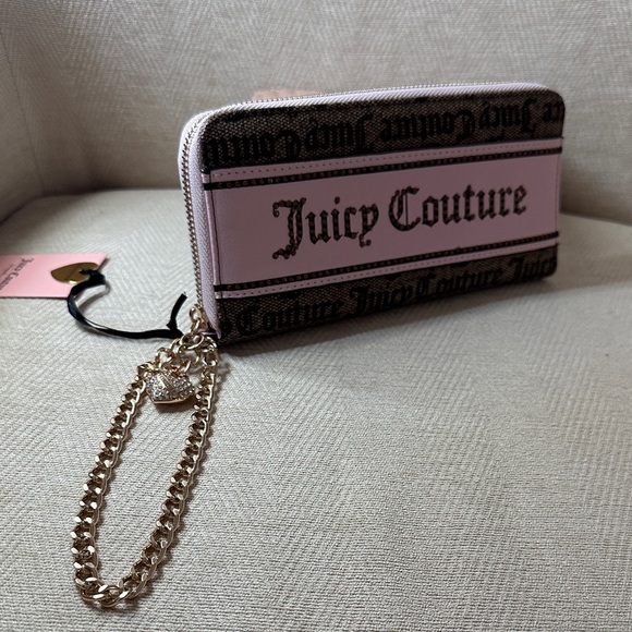 Juicy Couture Pink and Black Chain Wristlet Wallet
